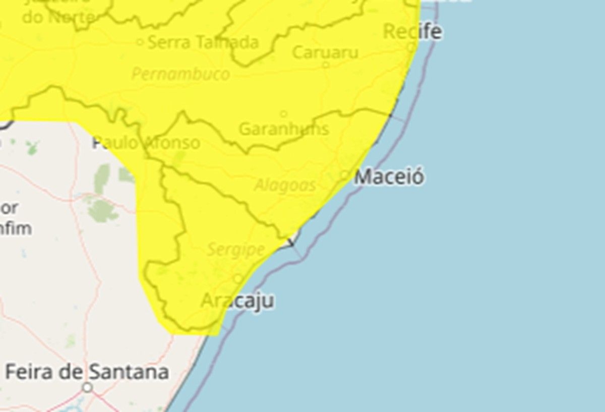Alerta de chuvas intensas em Alagoas nesta terça-feira