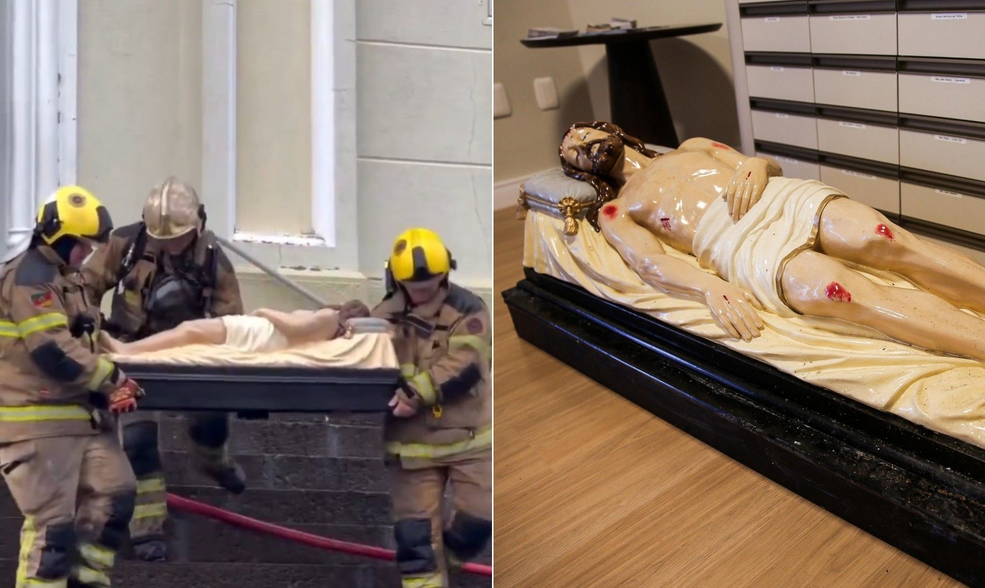 Incêndio em igreja centenária no RS e imagem intacta de Cristo