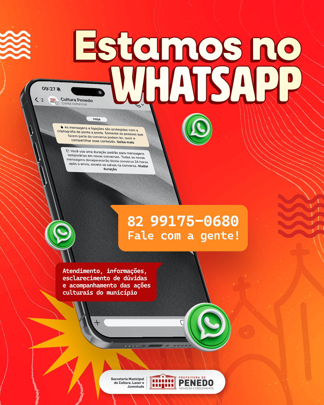 Penedense agora pode contatar Secretaria de Cultura pelo WhatsApp